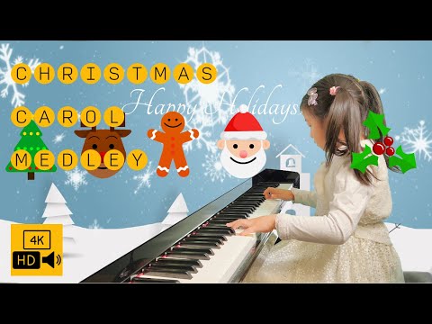 Christmas Carol Medley Over Acoustic Piano, Christmas Music Collection #ByOlivia