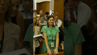 Moment Audience Member Winks at Camera During Lindsay Clancy Trial