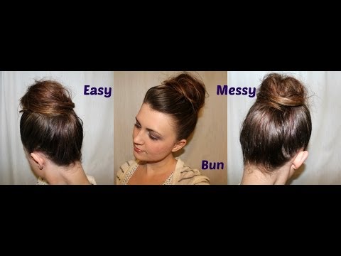 Easy messy bun hairstyle tutorial showcasing a polished yet airy bun, ideal for formal occasions, emphasizing volume and texture for long hair.