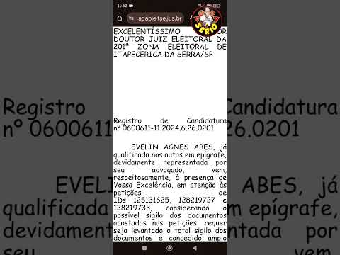 MOVIMENTAÇÃO NO PROCESSO DA CANDIDATA A PREFEITA EVELIN ELEIÇÃO 2024.