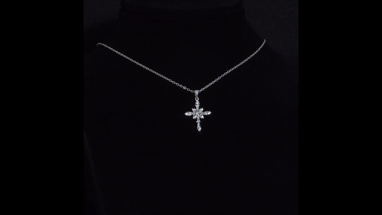 Dây chuyền DCJ88 chữ thập đính đá CZ bạc 925 ChariotJewelry