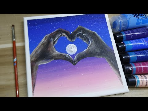 Acrylic painting /Finger heart / Hand heart /Easy painting Tutorial #133