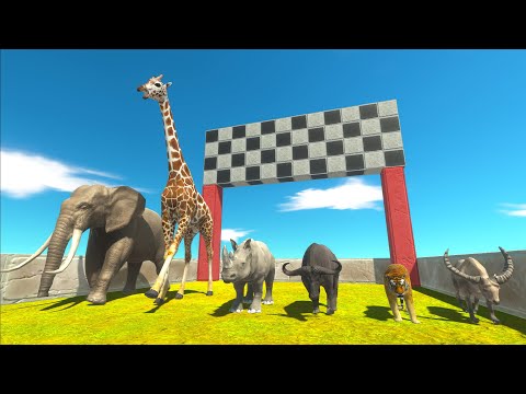 Savannah Speed Race Animal Buffalo, Elephant, Rhino, Giraffe, Tiger - Animal Revolt Battle Simulator