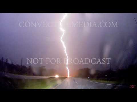 Lightning Strike Hits Road Directly in Front of Me While Driving!