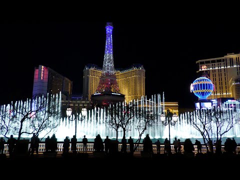 BELLAGIO FOUNTAINS: LADY GAGA, FRANK SINATRA, CELINE DION-3 SHOWS, 3 DIFFERENT ANGLES! (4K)