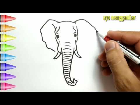 MUDAHNYA ,ayo belajar cara menggambar GAJAH dan mewarnai kartun untuk anak-anak indonesia