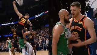 Isaiah Hartenstein has words for Derrick White grabbing his legs in air after dunk
