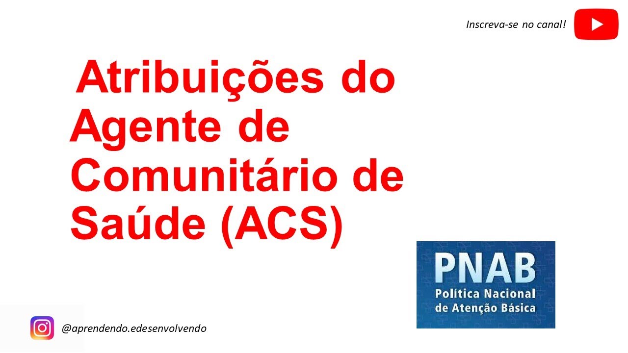 Atribuições do Agente Comunitário de Saúde  (ACS) - de acordo com a PNAB