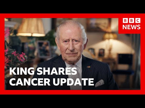 Video | King Charles says he can 'share the good news' his cancer treatment will be reduced | BBC News