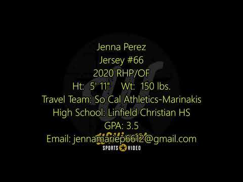 Jenna Perez 2020 RHP/OF Skills Video