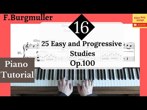Burgmuller op.100 no.16 from 25 Easy and Progressive Studies, Piano Tutorial, Videoscore.