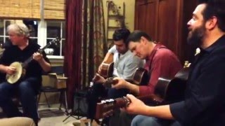 Rory Makem, Liam and Mickey Spain in a house concert at the Glennans