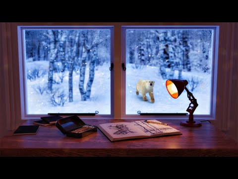 Drawing Winter Wonderland View Ambience ASMR ❄️ Drawing Sounds, Snow On Window Sound, Blizzard Wind