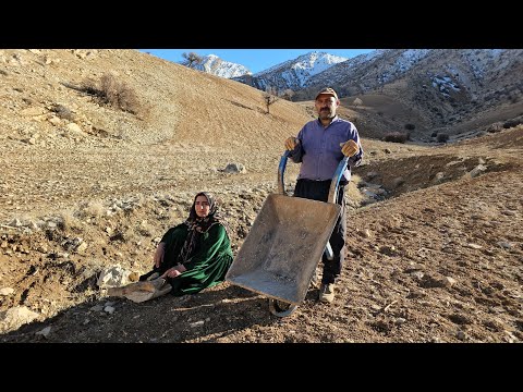 Building a stone structure in the mountains: Ahmad's relentless effort for the future