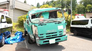 7月29日【びわ湖放送ニュース】トラックが中央分離帯に衝突 男性２人死傷