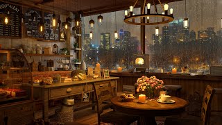  - A Rainy Day in 4K Cozy Coffee Shop ❄ Background Instrumental to Relax, Study, Work