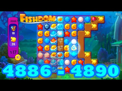 Fishdom Level 4886 - 4890 HD Walkthrough | 3 match | gameplay | android | 4887 | 4888 | 4889 | IOS