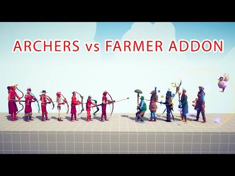 ARCHERS TEAM vs FARMER ADDON TEAM - Totally Accurate Battle Simulator TABS