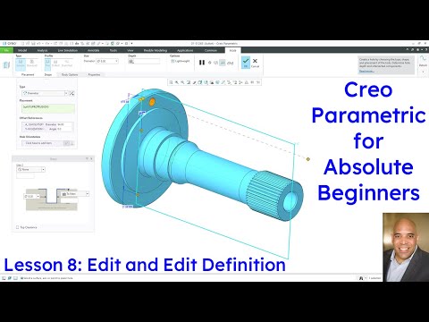 Creo Parametric - Absolute Beginners Lesson 8 Tutorial - Edit and Edit Definition