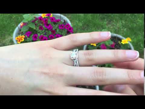 Princess Twisted Shank Halo Engagement Ring Bridal Set - TwoBirch