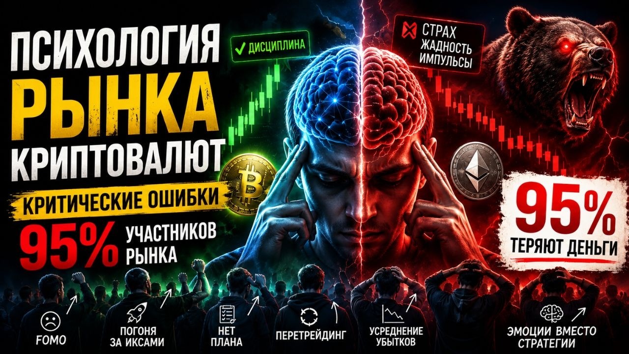 ПСИХОЛОГИЯ РЫНКА КРИПТОВАЛЮТ, КРИТИЧЕСКИЕ ОШИБКИ КОТОРЫЕ СОВЕРШАЮТ 95% УЧАСТ