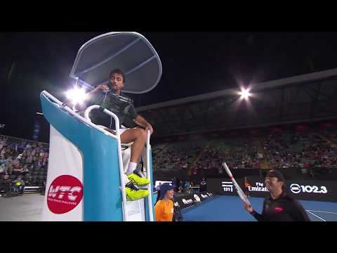 Leconte replaces umpire in legends clash | World Tennis Challenge 2018