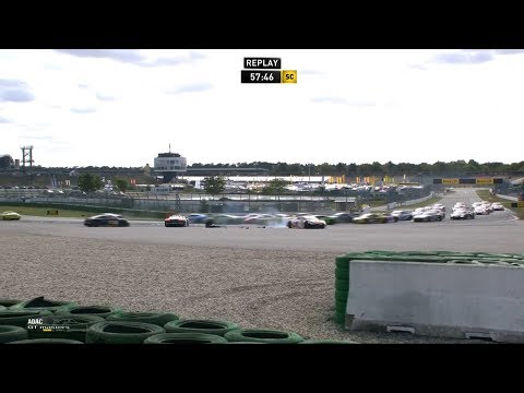 ADAC GT Masters 2018. Race 1 Hockenheimring. Start Crashes