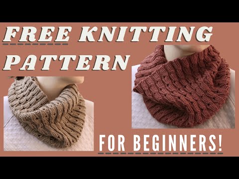Free Cowl Knitting Pattern for BEGINNERS - Easy Knitting Tutorial for New Knitters - Cascades Cowl
