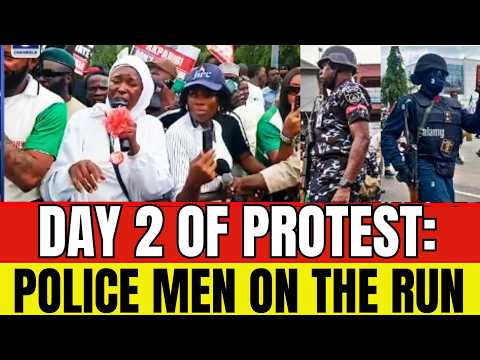 POLICE MEN ON THE RUN! DAY 2 OF PROTEST AS AISHA YESUFU SENDS WARNING: AKPABIO HIT HARD
