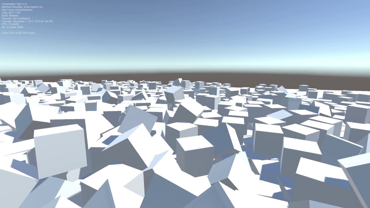 Unity - It's Raining Cubes! (Instantiation Test)