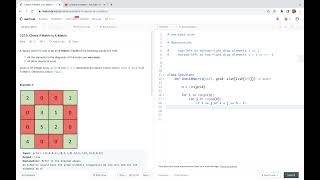 YouTube video 'Leetcode 2319. Check if Matrix Is X-Matrix - one-pass scan'