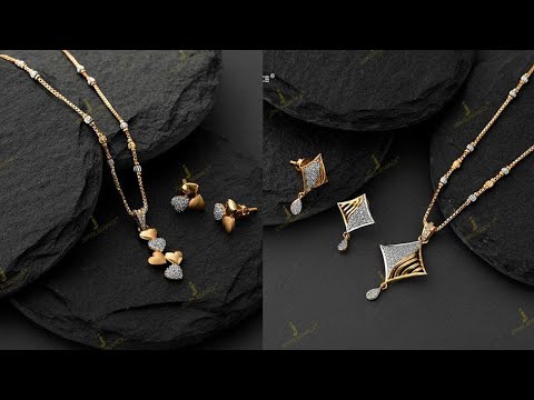 Real diamond gold pendant set