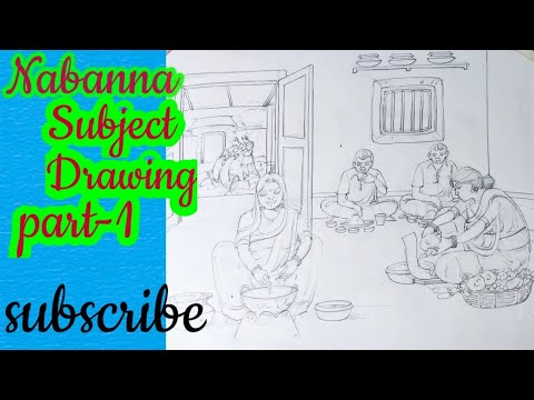Easy nabanna / rannaghor / kitchen room subject drawing in watercolor part-1 draw with pranil