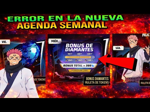 ERROR AGENDA SEMANAL PUÑOS DIVERGENTES RECLAMA GRATIS 10 TICKET SUKUNA FREE FIRE FF BONUS DIAMANTE