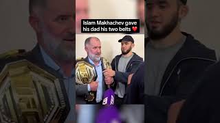 Islam Makhachev Gives His Dad Two Championship Belts! #ufc #mma