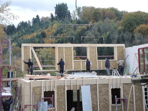 Grünspecht Strohbau - Ein Strohhaus wird aufgestellt