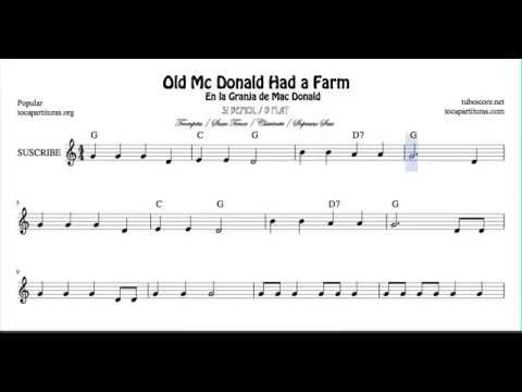 En la granja del tio Mac Donald Partitura de Trompeta Saxo Tenor Clarinete y Soprano Sax