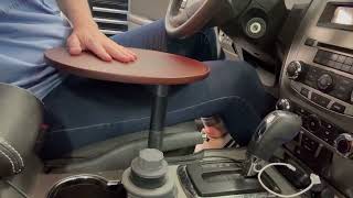 Review of the AXVLU Car Tray & Car Desk for Laptop, 360° Rotating Wood Cup Holder Table