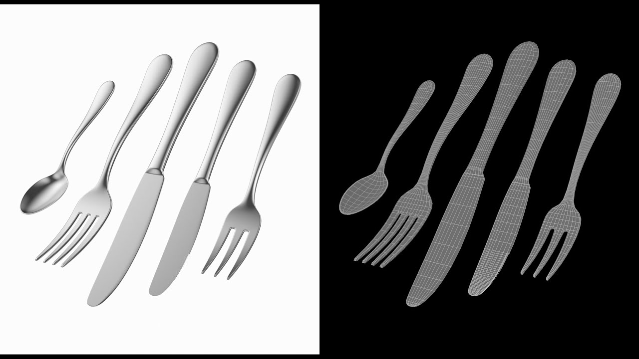 Generic Cutlery 5 Pieces COLLECTION 3D Model