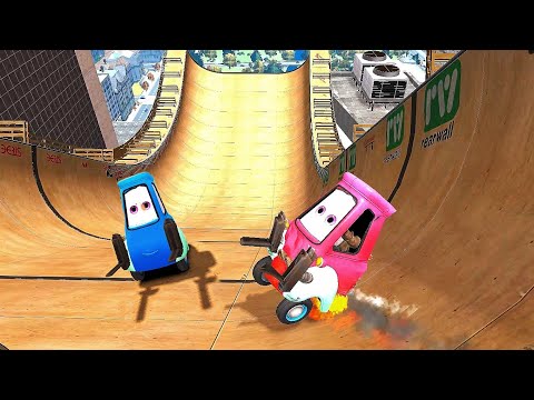 Cars 3 Guido Mega Ramp Jump Damage Mod Testing - GTA IV