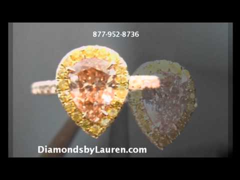 Fancy Brown-Pink Pear Shape Yellow Diamond Halo Ring