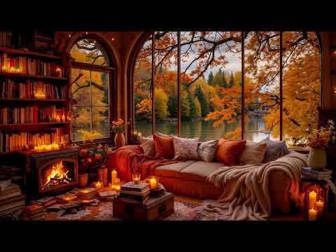 Peaceful Autumn Space on the Porch for Relaxation , Study🍂Soft Piano at Cozy Fall Lakeside Porch