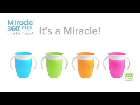 MUNCHKIN mokymosi puodelis MIRACLE 360, violetinės spalvos, 6 mėn+, 207 ml, 05162102 video