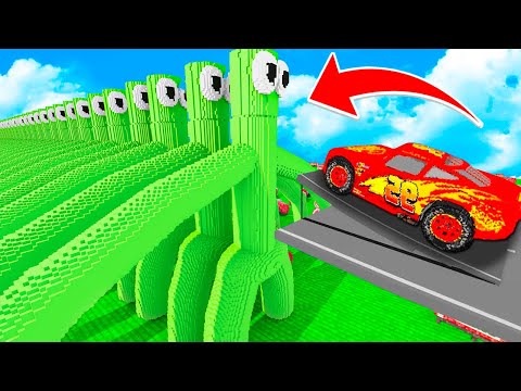 CARS Jump Over GREEN RAINBOW FRIENDS (Teardown Mods)