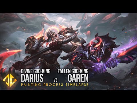 God King Darius and Garen - League of Legends Splash Art Painting Process