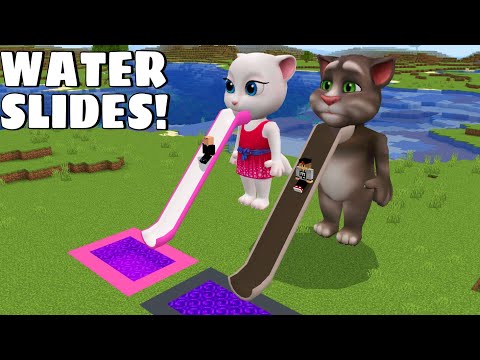 I found WATER SLIDES OF TALKING TOM AND ANGELA in Minecraft - Gameplay - Coffin Meme