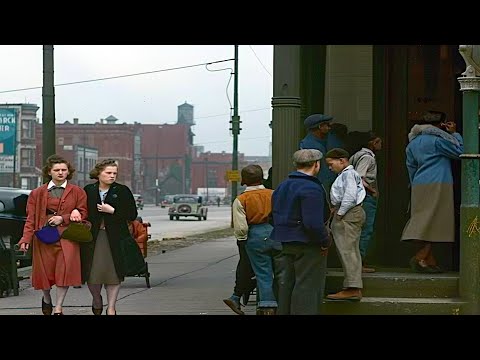 Street Life in Chicago 1930s in color [60fps, Remastered] Sound Design