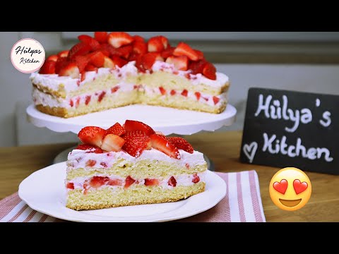 Erdbeer-Sahne-Torte ohne Gelatine | Cok Hafif  Cilekli Kremali Pasta | #Hülyaskitchen