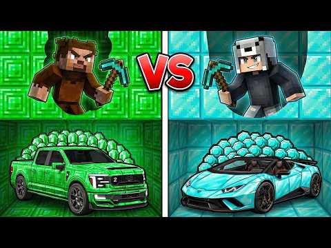 ZENGİN VS FAKİR LÜKS ARABA MADENİ YARIŞI - Minecraft