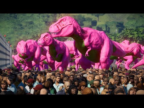 TRAPPING 3000 PEOPLE with 50 BARNEY TREX - Jurassic World Evolution